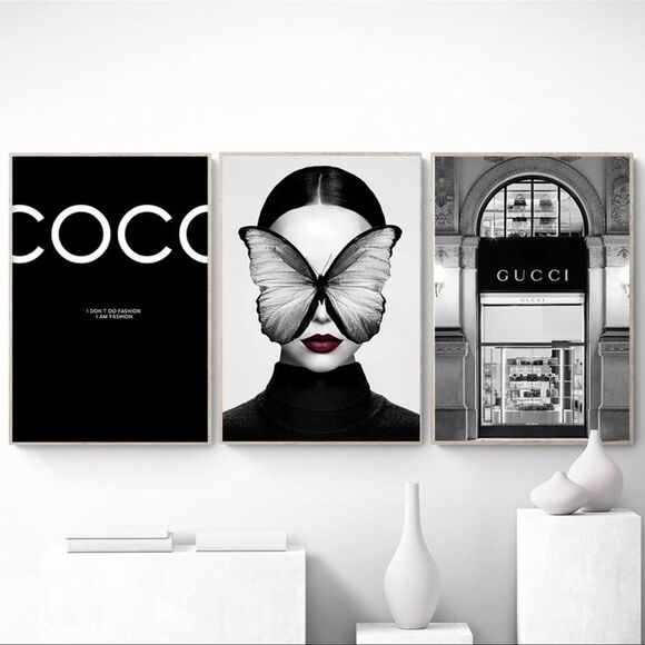FASHION PICTURE SET 3~ Coco Chanel Celine Dior Fashion couture prints wall art - Picture 1 of 6